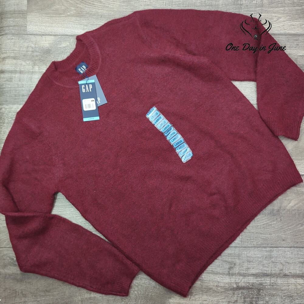 Gap Men's Crew Neck Pullover Sweater Burgundy Zinfandel NWT Size L